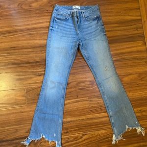 Zara Raw Hem Flare Jeans